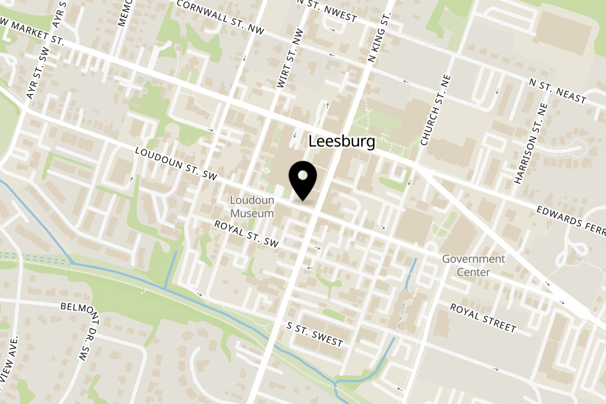Map showing the location of Casa De Avila Tacos on 2C Loudoun St SW in Leesburg